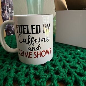 White and Red Coffee Mug - Fueled by Caffeine and Crime Shows